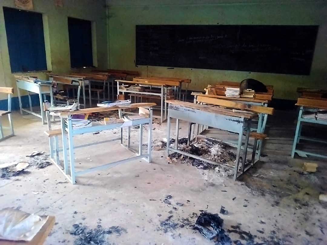 Burkina Faso classroom burned during a terrorist attack