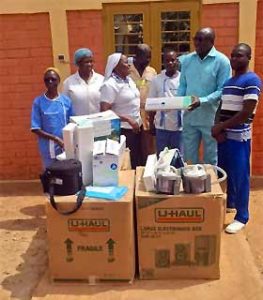 Medical and surgical supplies shipped to Burkina Faso by O Tienou Ti Diero Baafiri (Burkina Faso Charity) for local medical staff.