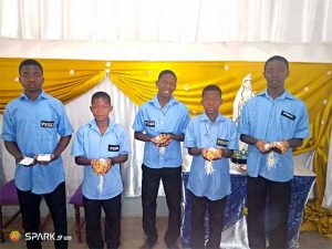 Students with donated crosses.